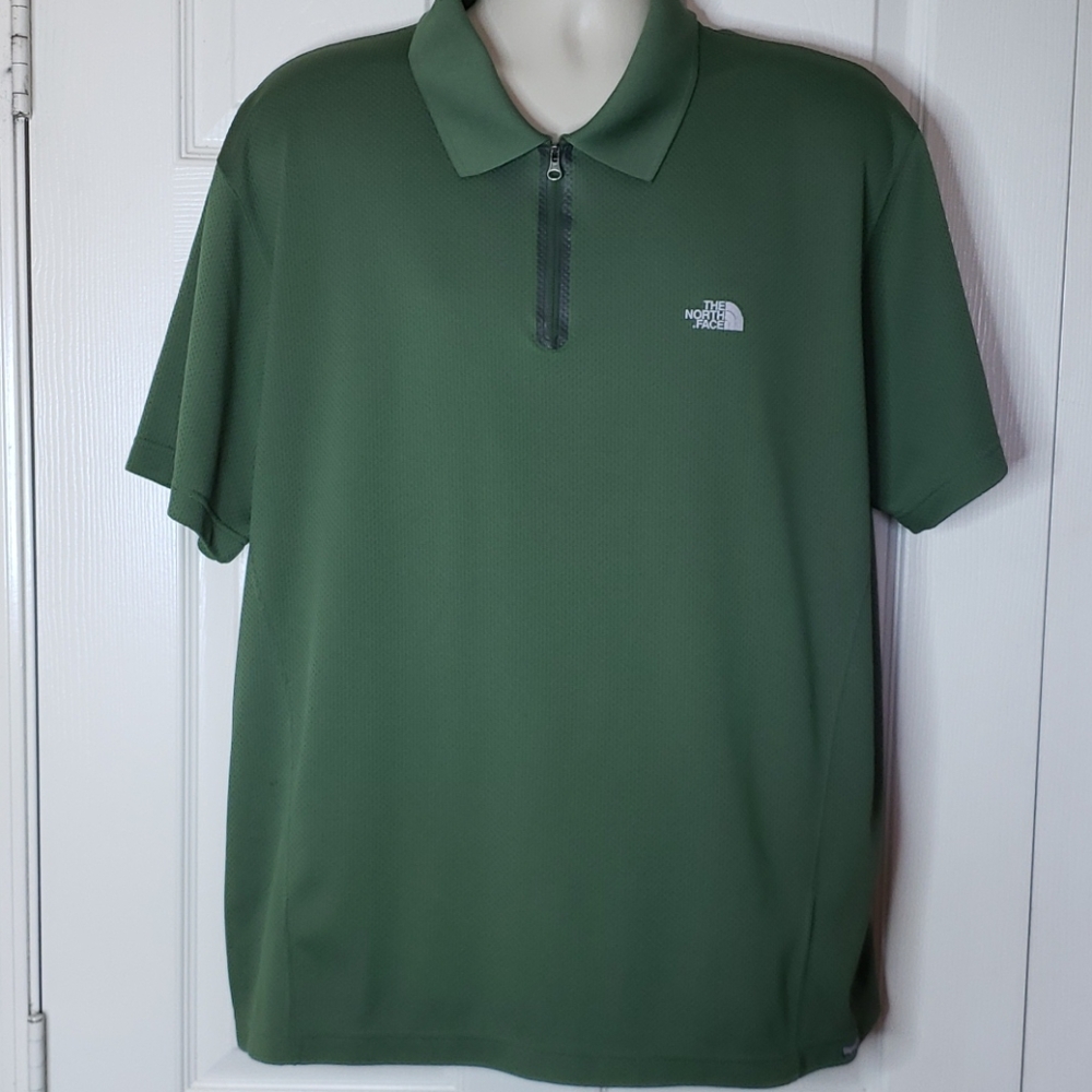 The north face men's green L zip up pole shirt